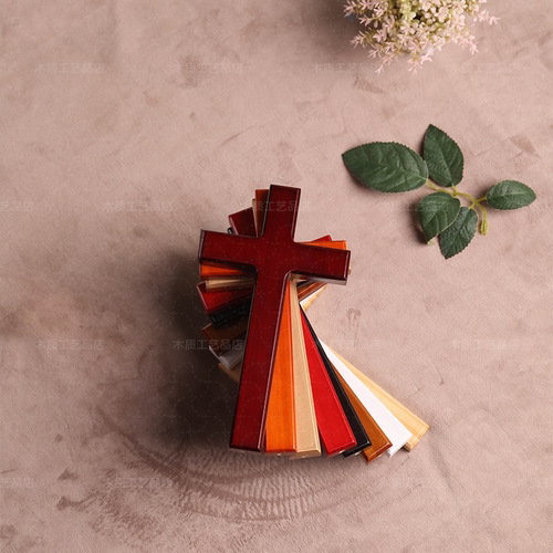 实木十字架客厅挂墙手持摆件