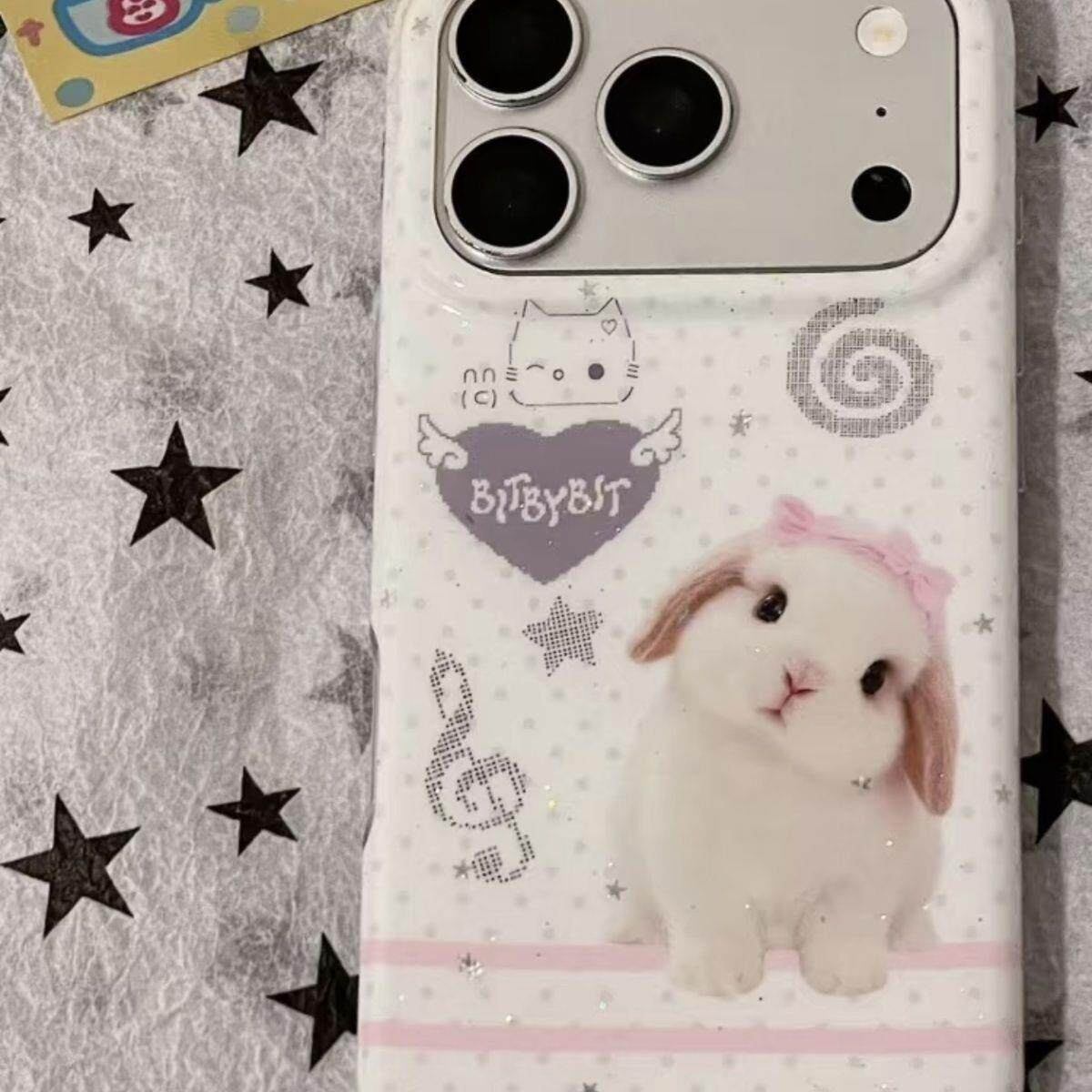 甜美休闲风兔子卡通手机壳适用苹果iPhone17promax保护套闪粉防摔壳16promax个性小清新15promax趣味少女系
