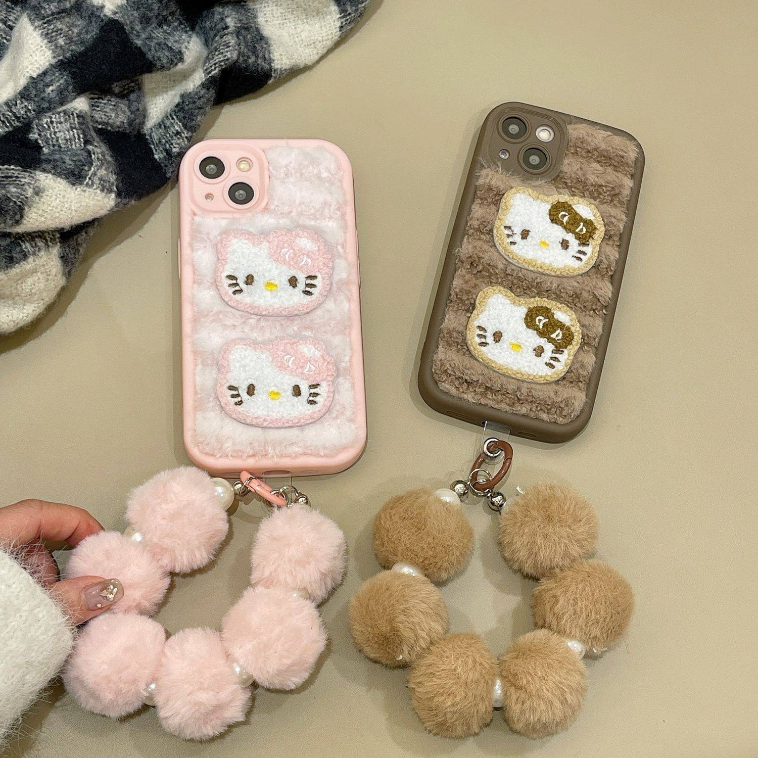 ins格纹毛绒凯蒂猫适用于苹果17/15pro/16手机壳iPhone14带链条防摔全包,3C数码配件,手机保护套/壳,淘宝优惠券,粉丝福利购,淘宝优惠卷