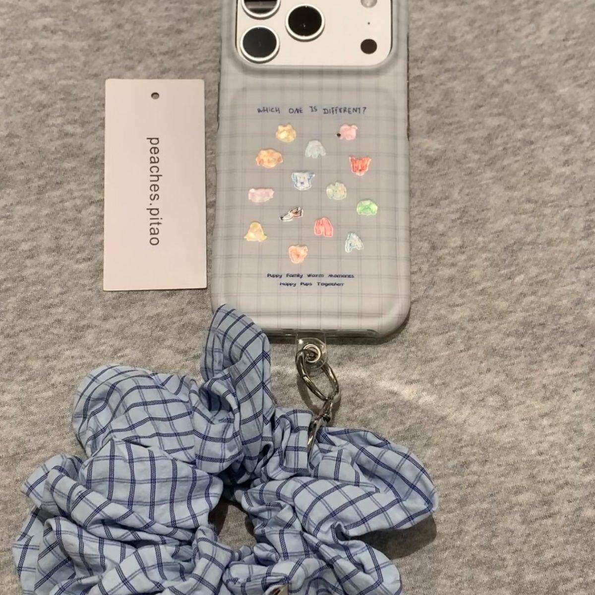 新品小众ins蓝色线条格纹彩色狗狗适用苹果17promax新款iPhone16promax手机壳15个性萌宠17Pro卡通16P保护套