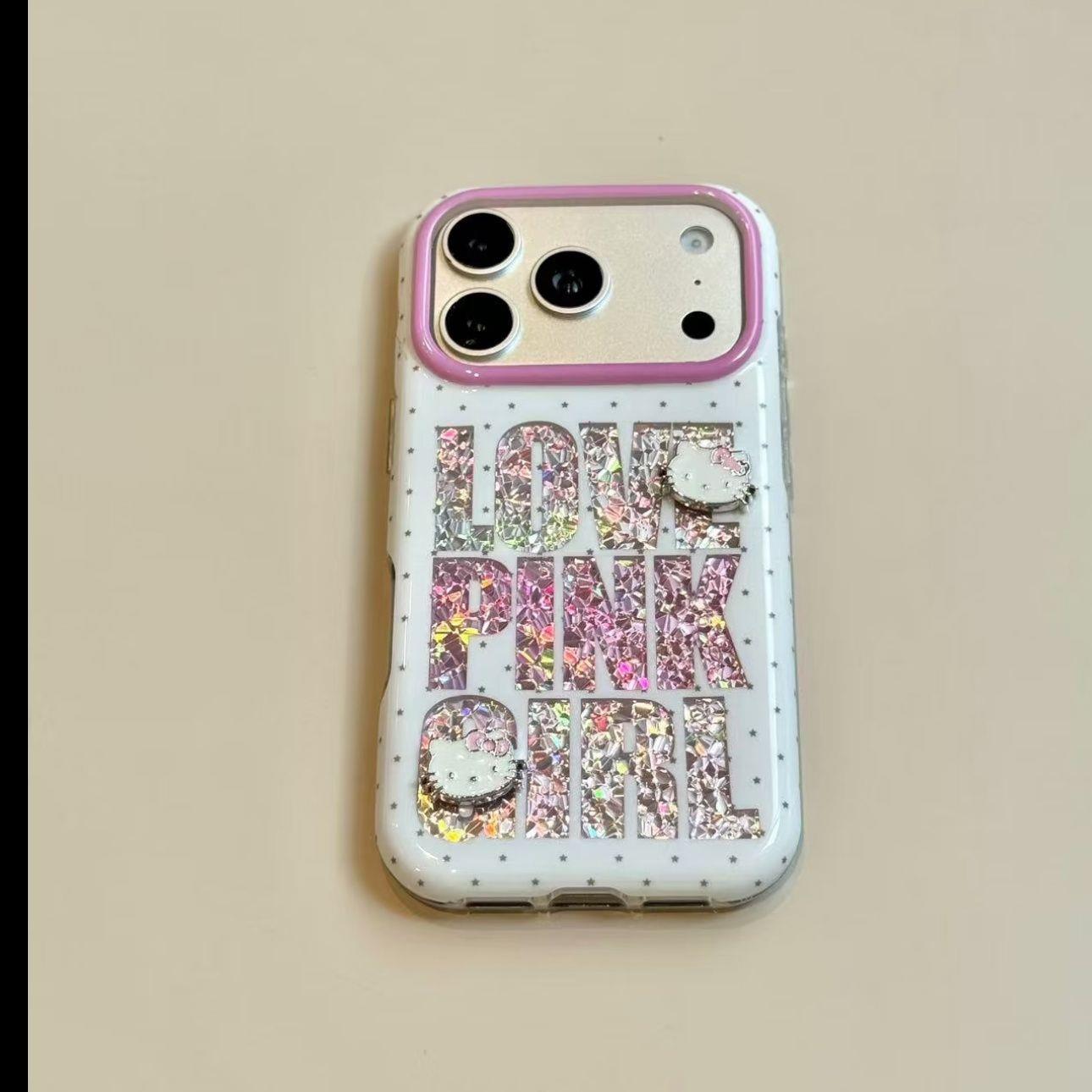 韩系ins钻石纹字母立体Kitty猫适用苹果17promax手机壳iPhone17pro超好看女款16pro独特小众15新款防摔保护套
