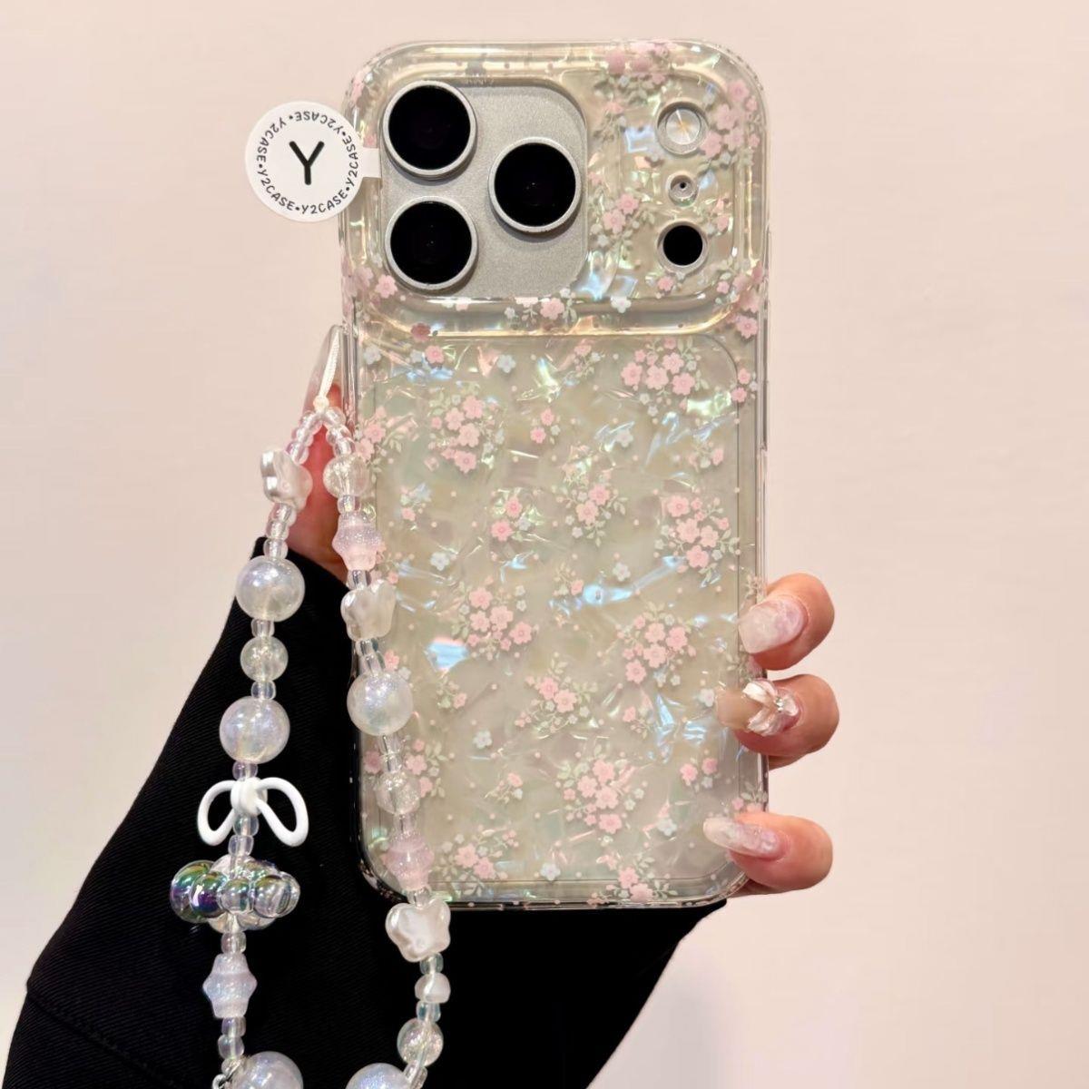 ins日韩少女唯美温柔贝壳纹粉色碎花17适用17pro苹果17ProMax手机壳iPhone16全包14新款16Promax防摔保护套13