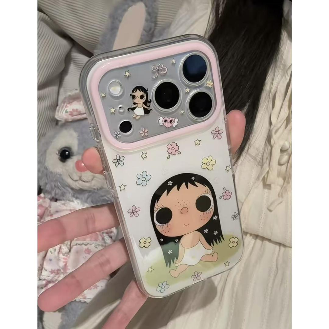 田园风草地围边花朵小玉适用iPhone17ProMax手机壳童趣涂鸦风苹果16PM新款15/14搞怪镜头全包13/12保护套女款