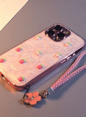 滴胶立体珍珠蝴蝶结草莓iPhone1615手机壳苹果1413promax防摔1211