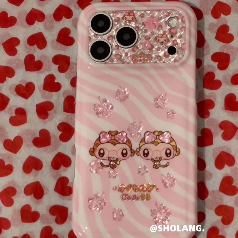 少女粉豹纹扶桑花猴子适用苹果18promax手机壳iPhone18pro新款17pro女17pm防摔保护套16pro小众16pm全包15pm