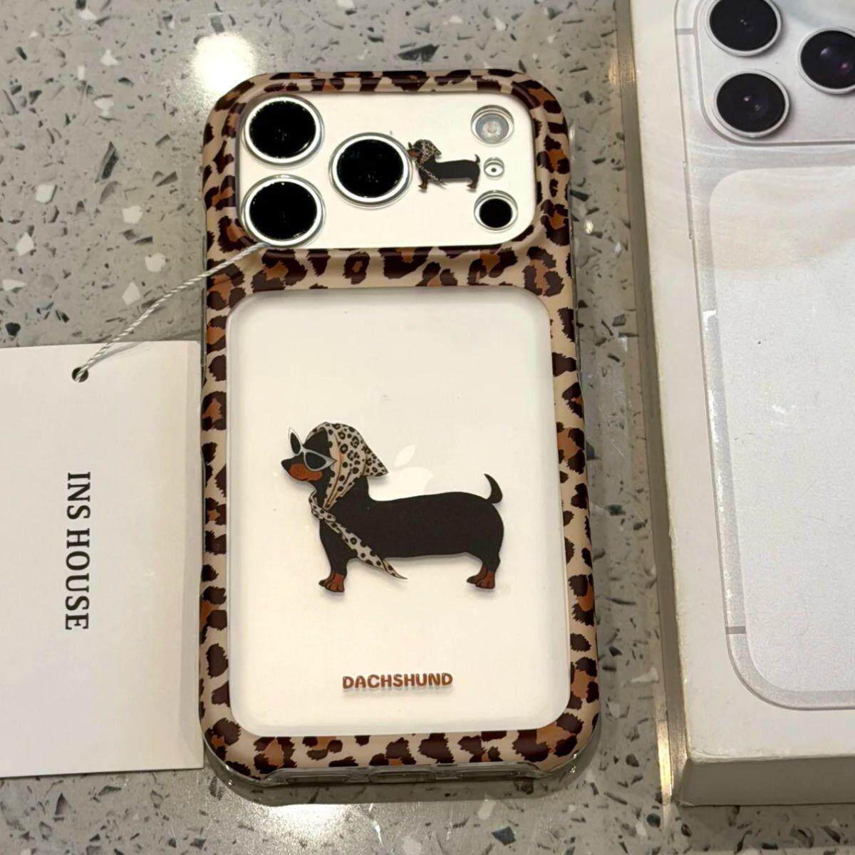 秋冬ins甜酷可爱豹纹头巾蝴蝶结小狗适用于苹果18ProMax新款手机壳iPhone18pro双层17保护套16防摔15pro女款