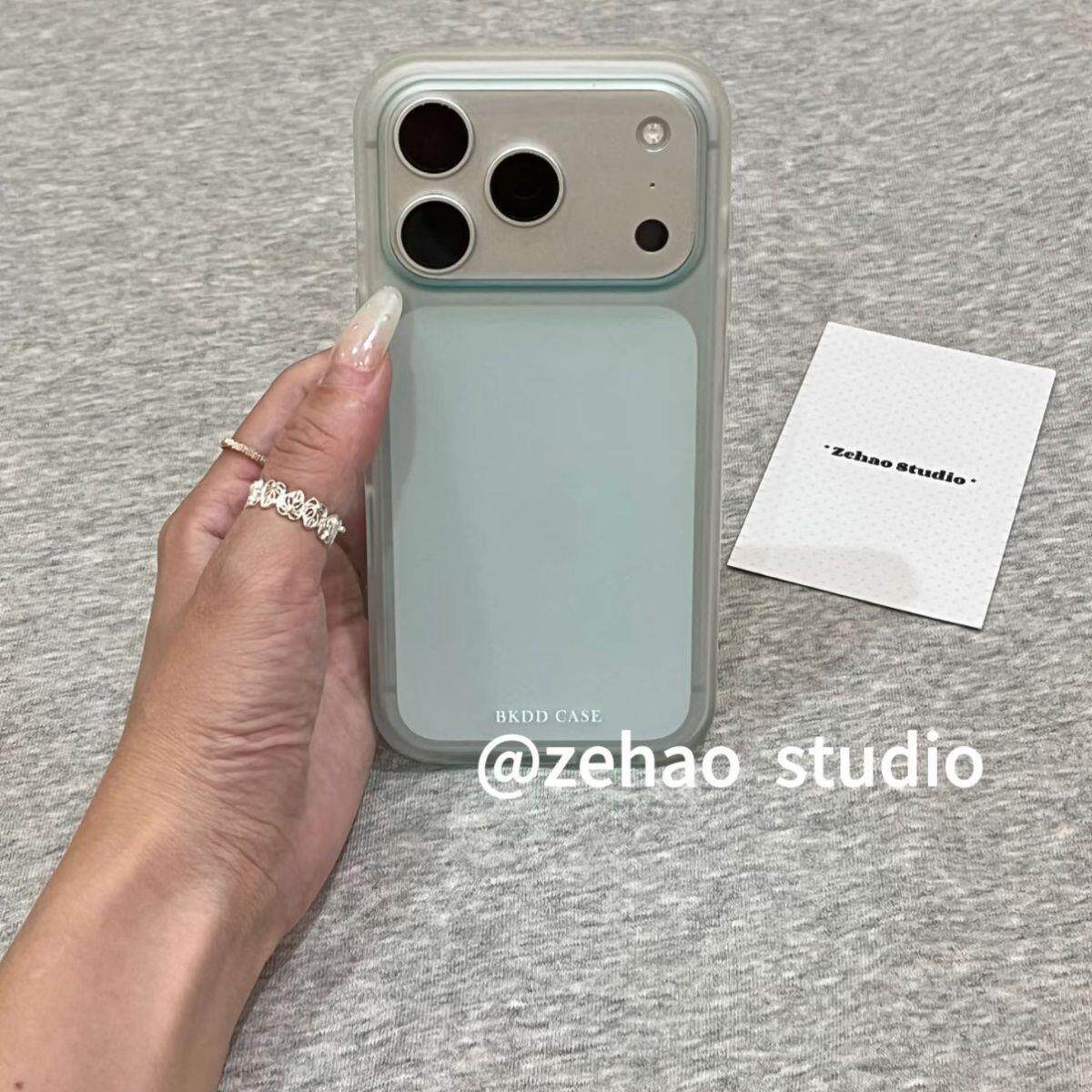ins风透明蓝色双层适用苹果16promax手机壳iphone17新款15pm少女16pm可爱16pro韩系17防摔Pro全包手机套