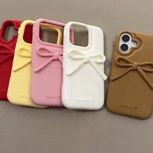 多巴胺硅胶蝴蝶结适用于iphone17promax苹果16手机壳小众简约设计感防摔15promax保护壳