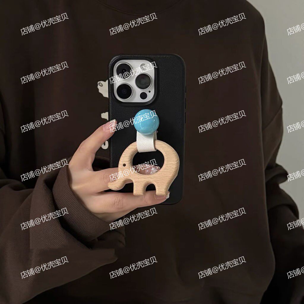 指环扣木质米奇海豚适用于iphone16promax苹果14手机壳15新款15pro女16情侣13pm硅胶防摔套