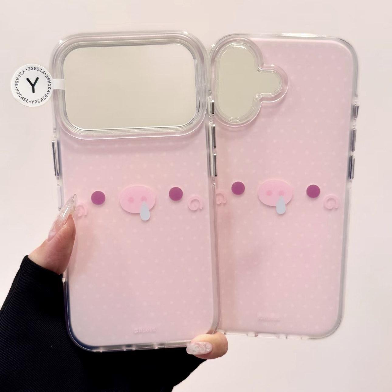韩系简约可爱粉色大脸猪猪适用于苹果15手机壳iphone16保护套14磨砂13新款17promax全包16pro高级感max手机套