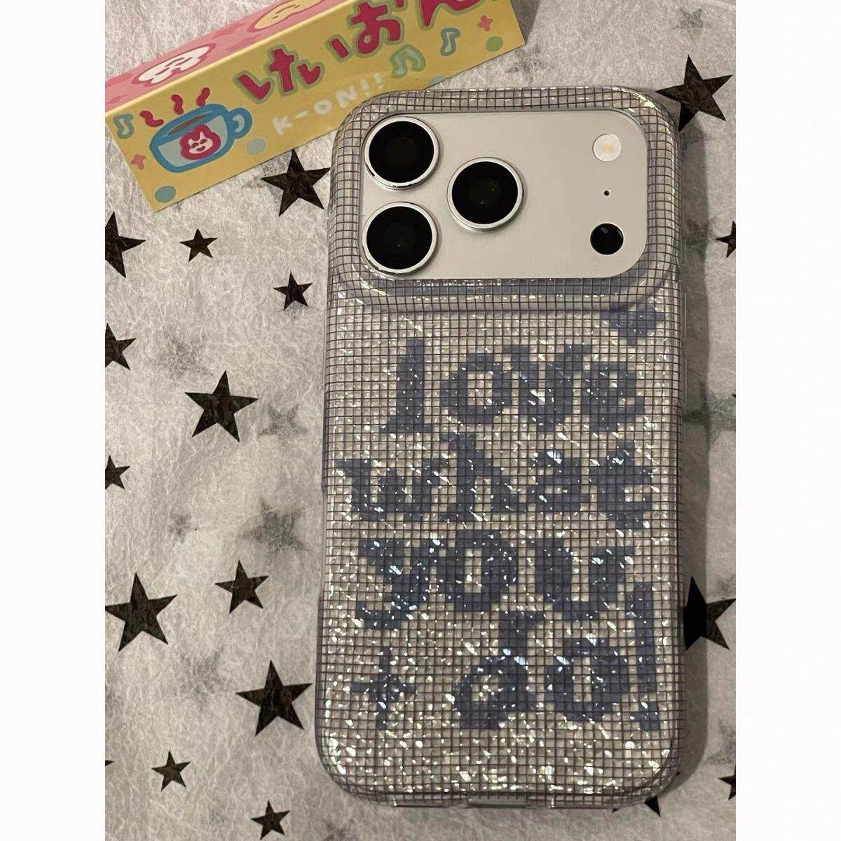 韩系ins简约钻石纹英文适用iPhone18Promax手机壳超好看苹果17Pro新款15/16pm全包17promax防摔女款18不撞壳