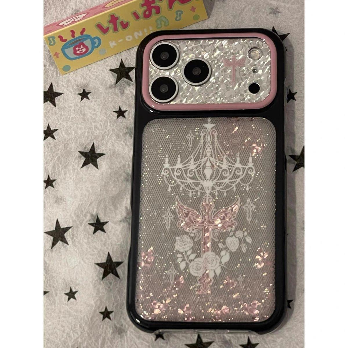 吊灯翅膀十字架玫瑰花适用苹果17promax/iphone17pro韩式ins风氛围感16/15小众高级感17全包型防摔新品手机壳