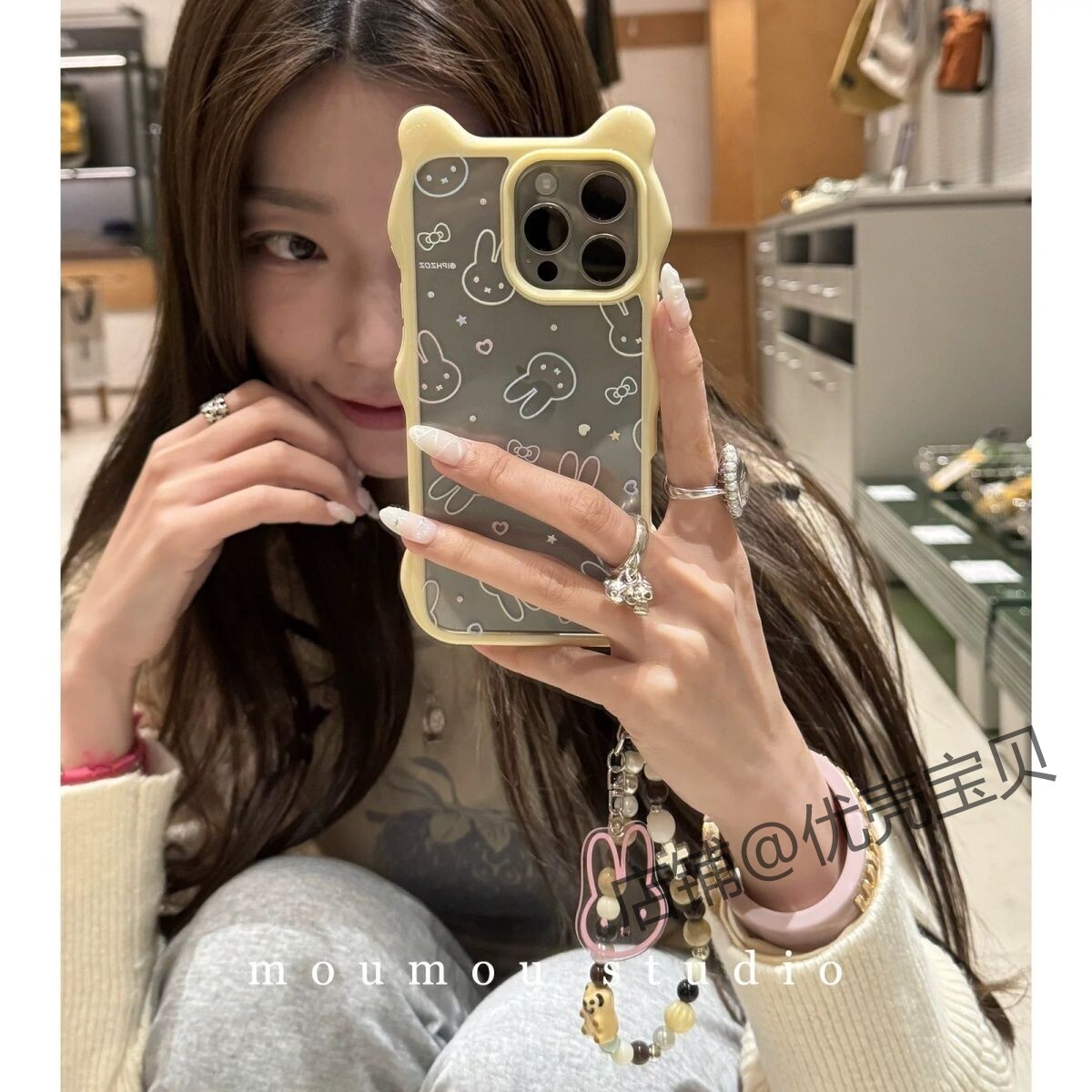 韩风波点爱心星星兔子适用于苹果16/15promax/iPhone14pro手机壳13可爱卡通少女心猫耳朵保护套