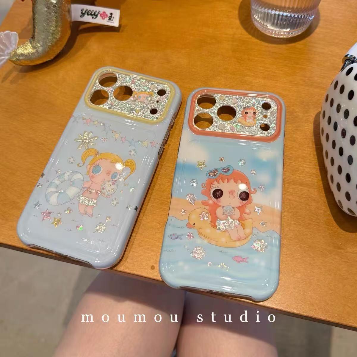 鎏金海洋小鱼海螺鸭子泳圈小玉适用iPhone17promax手机壳苹果16Pro新款15全包16pm防摔17女款17Pro独特超好看