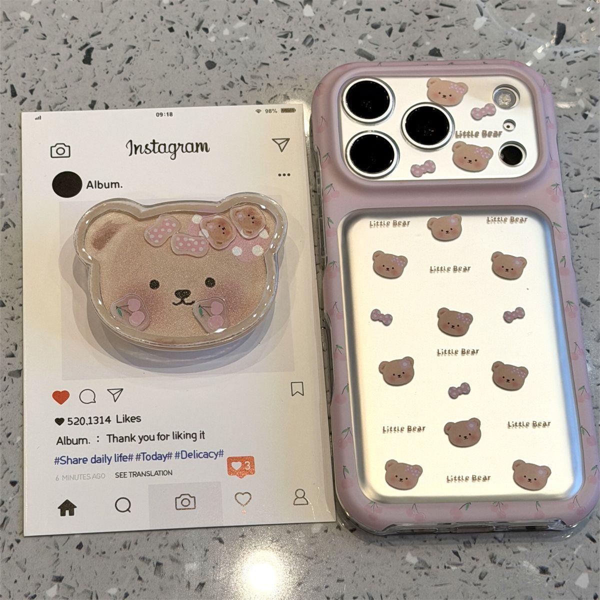 韩风满屏棕熊头像适用于17promax苹果16手机壳全包边iPhone15防摔保护套16promax个性创意iPhone17新款16个性