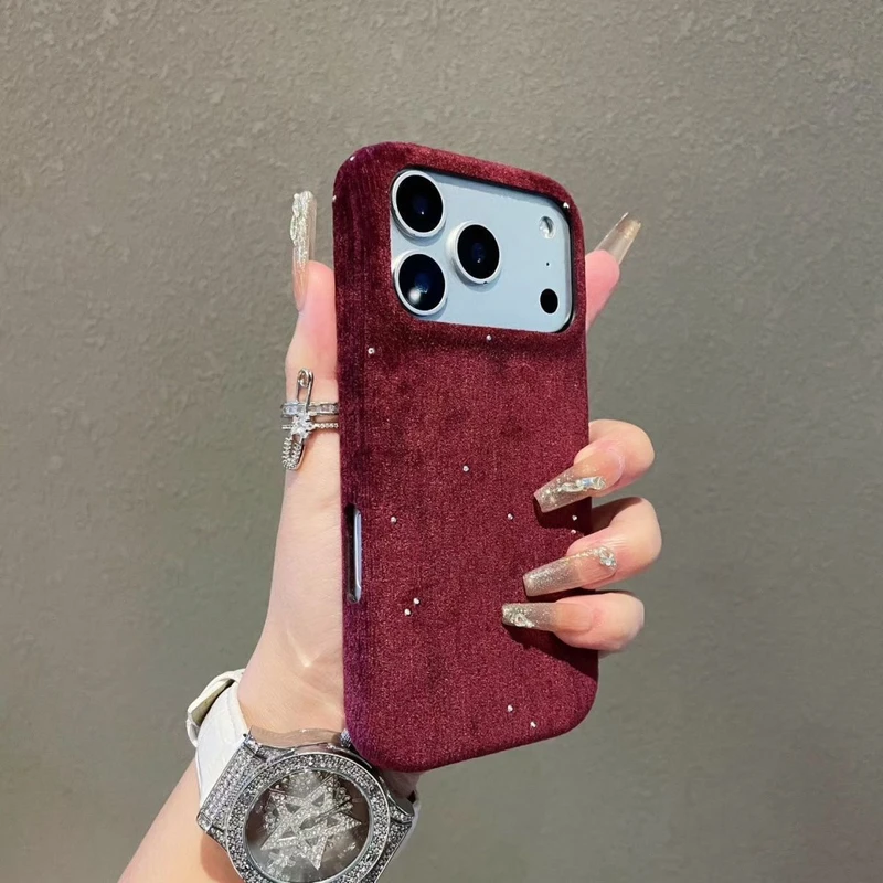 电钻三包轻奢贴皮适用苹果17promax手机壳17Air小众情侣iPhone16plus艺术高级感15男女布纹14/13日韩PC防摔12