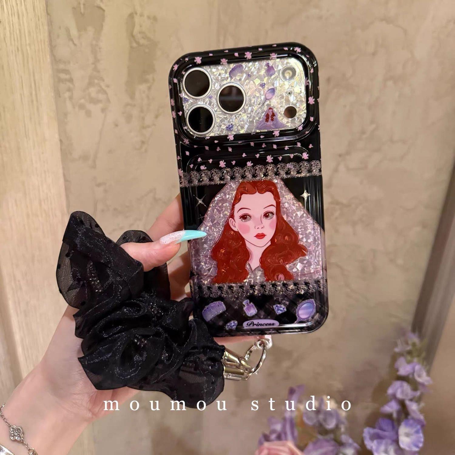 ins古早镭射头纱芭比适用iPhone18promax手机壳15新款17pro网红女款13创意全包防摔18pro超好看17保护套