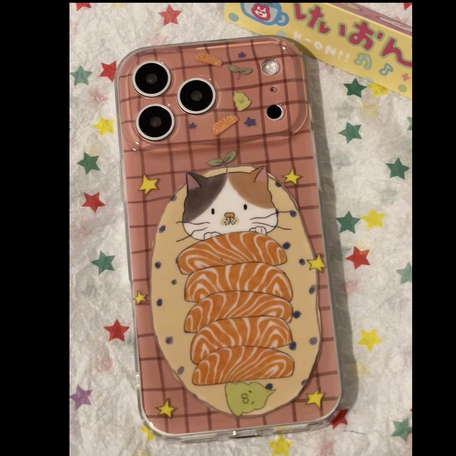 韩系ins可爱卡通三文鱼小猫适用iPhone17promax手机壳苹果16promax女款15pro新款16手机套ins高级防摔软边