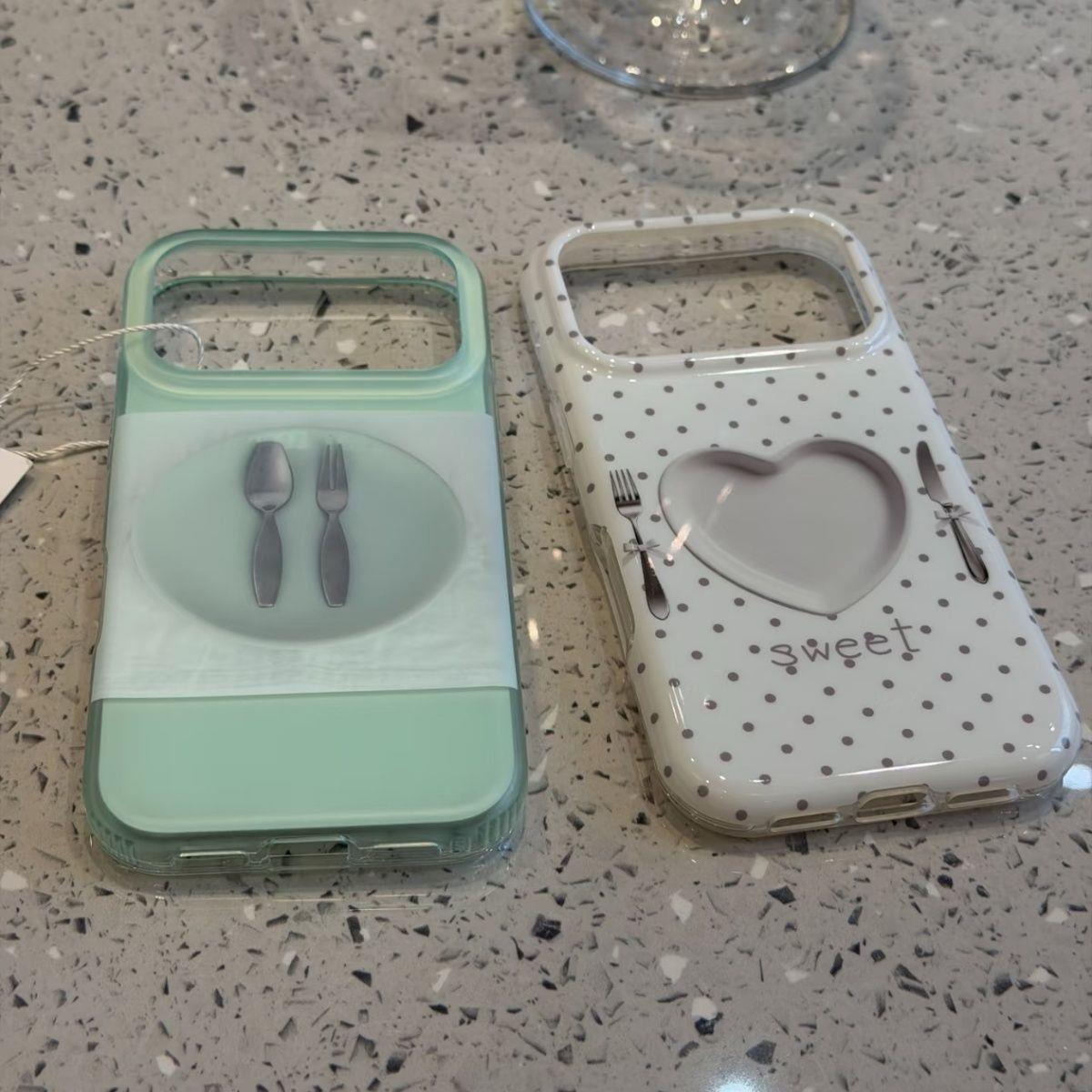 趣味可爱刀叉盘子适用于苹果17promax手机壳iphone16pro保护套15新款17pm超好看巨好看max手机套高级感小众款