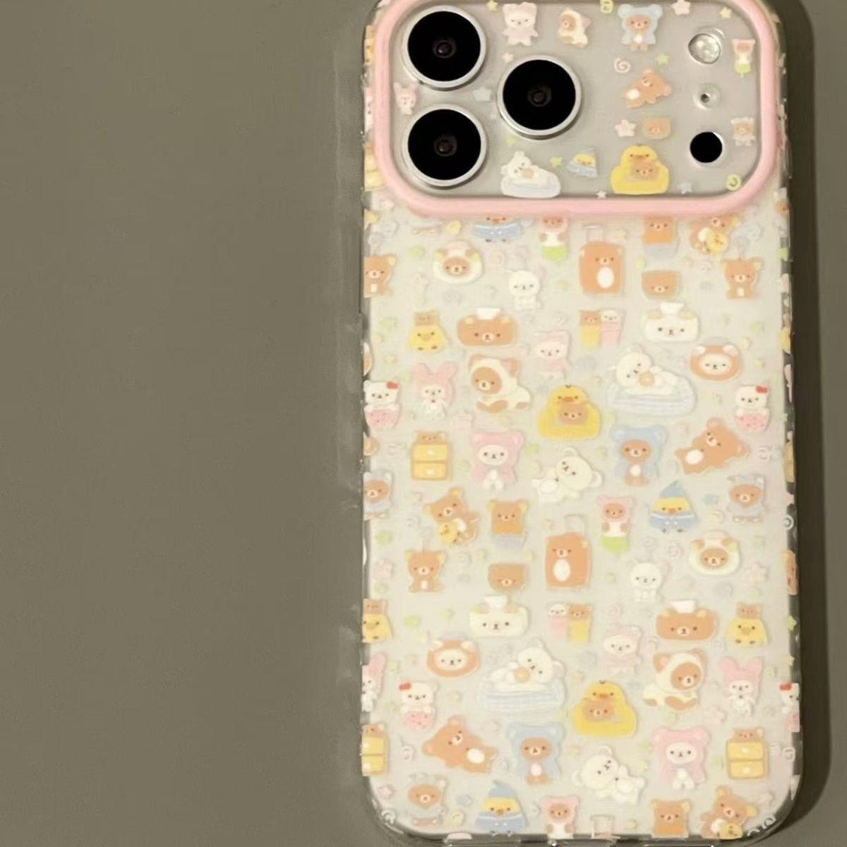 卡通行李箱轻松熊适用苹果iPhone17新款小众手机壳双层16少女防水15清新防摔保护套