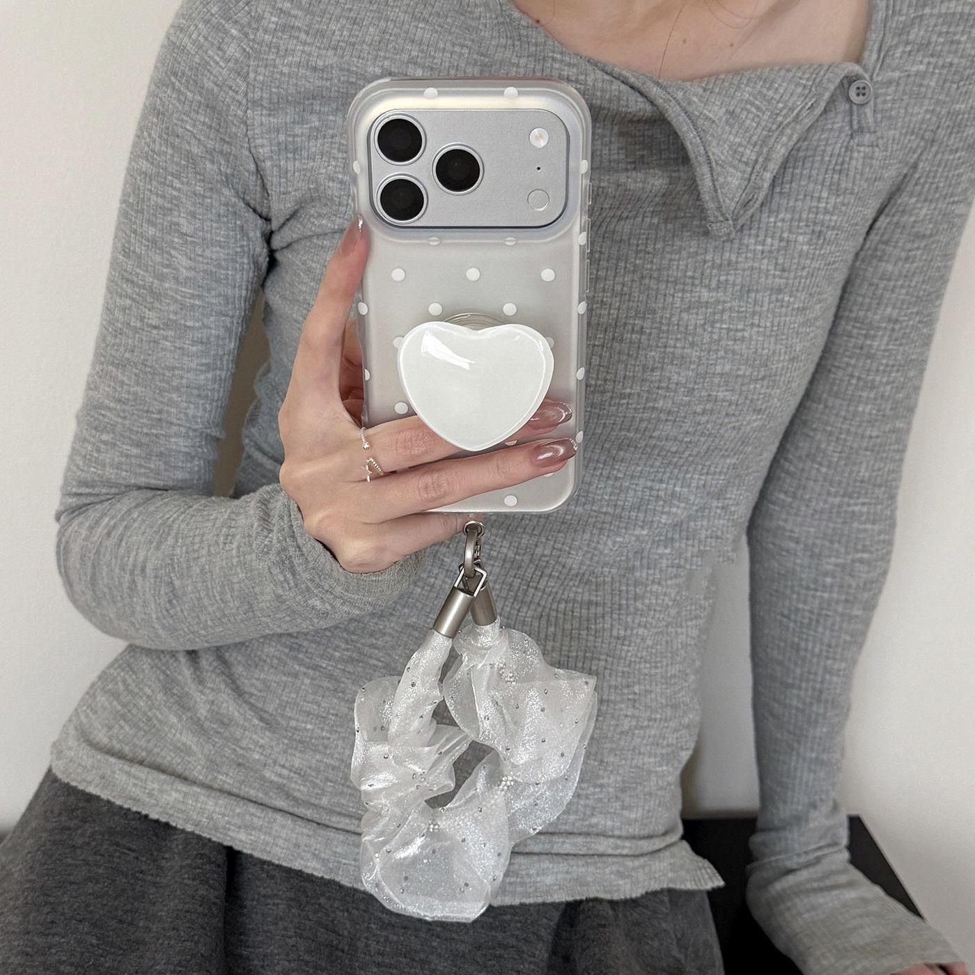 小众白波点粉百合花适用iPhone18苹果17手机壳全包边女款15promax防摔保护套16promax个性iPhone14潮13