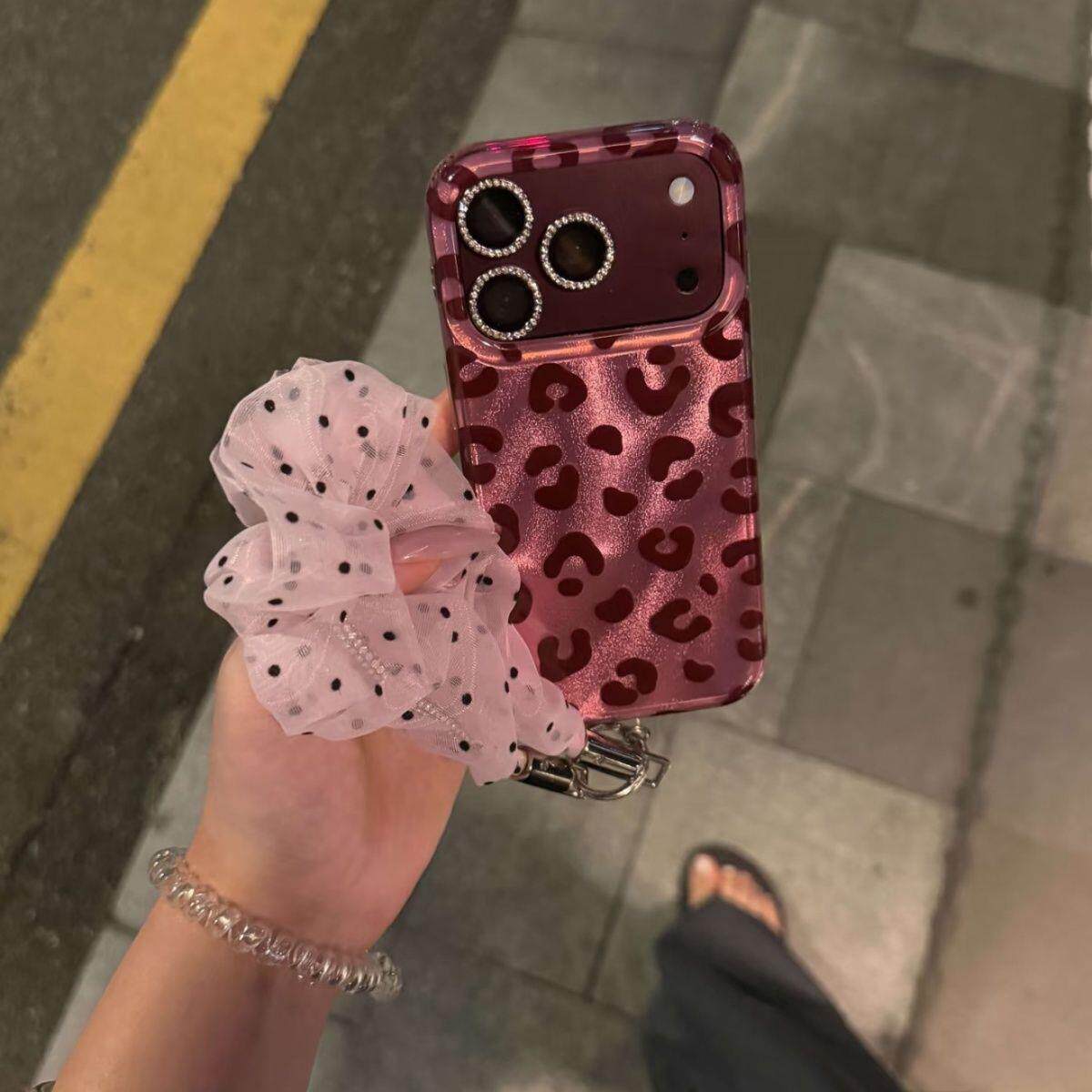 韩系ins简约粉红豹纹适用iPhone18promax手机壳苹果17promax女款16promax新款16pro手机套防摔软边