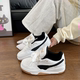 白黑色原创小众厚底面包鞋 2025新款 女百搭运动休闲板鞋 学生小白鞋