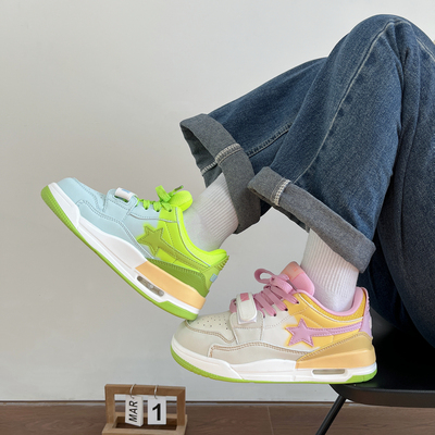 多巴胺气垫板鞋鸳鸯色星星小白鞋