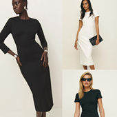 修身 Ref自制法式 小众简约白色短袖 包臀针织连衣裙女气质通勤长裙