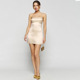 ref法式 缎面醋酸香槟色修身 显瘦优雅气质小个子显瘦吊带连衣裙子