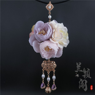 原创汉服配饰霞帔坠明制宋制婚服多用绢花霞帔挂饰软璎珞项圈吊坠