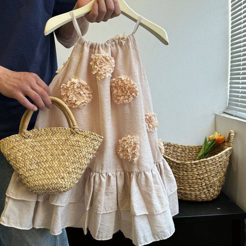 2026春夏森系女童连衣裙夏装立体花朵拼接裙子吊带洋气礼服连衣裙,童装/婴儿装/亲子装,连衣裙,淘宝优惠券,粉丝福利购,淘宝优惠卷