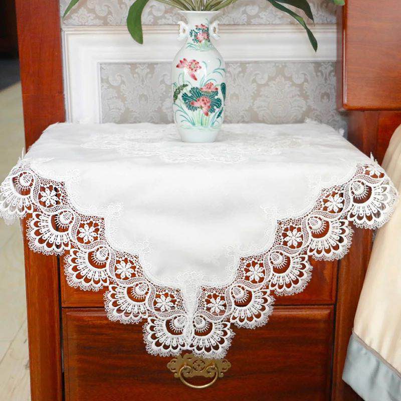 新款欧式蕾丝简约现代桌布床头柜电脑电视洗衣机防尘盖布新中式