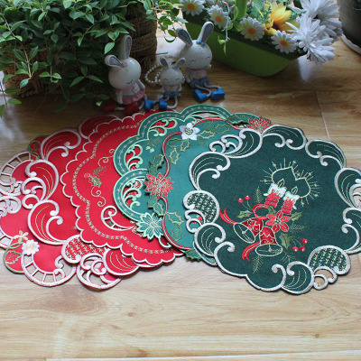 新款美式乡村圣诞蜡烛装饰巾餐垫