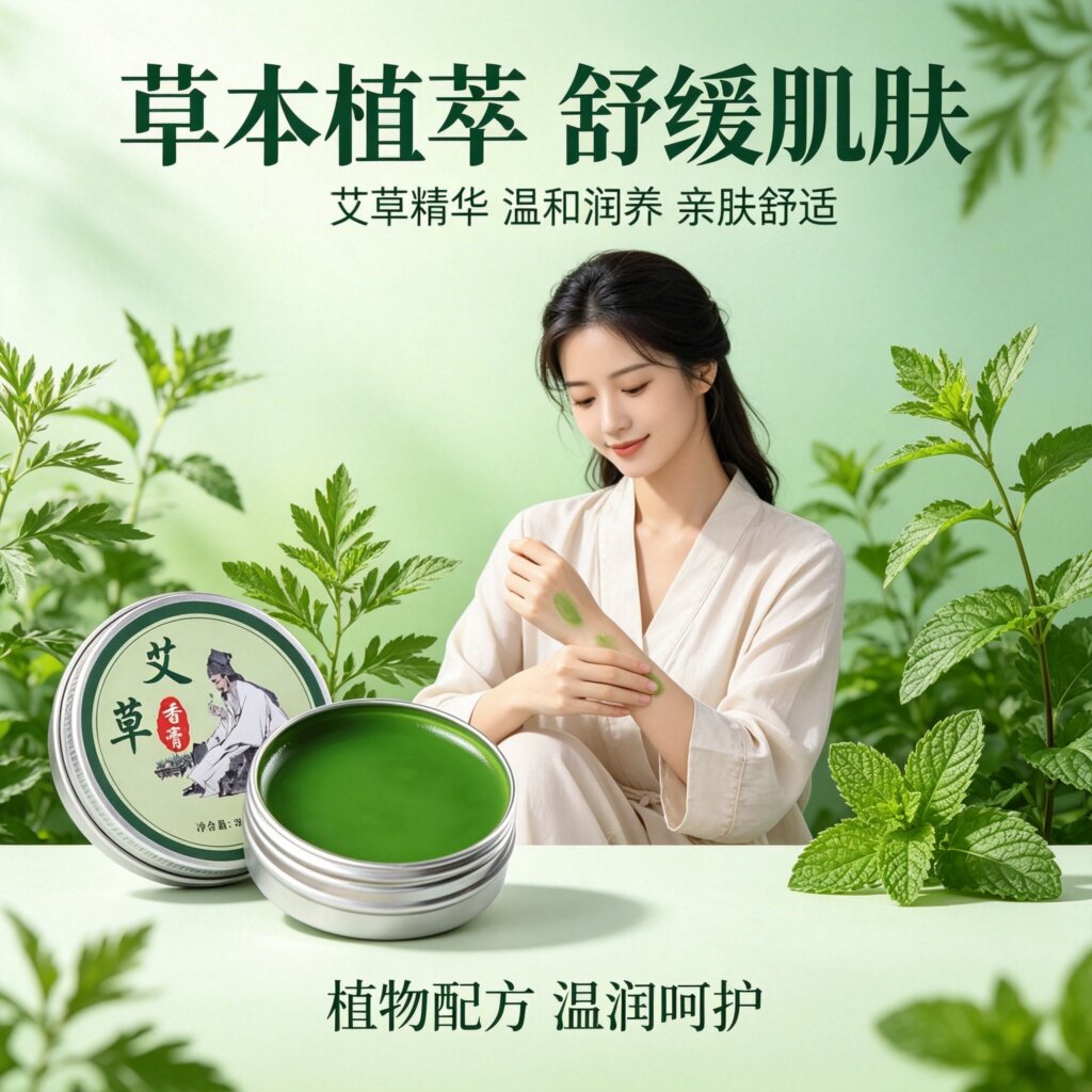 正品艾草香膏舒痒膏家用薄荷膏固体香膏艾灸膏草本清凉舒缓防叮咬