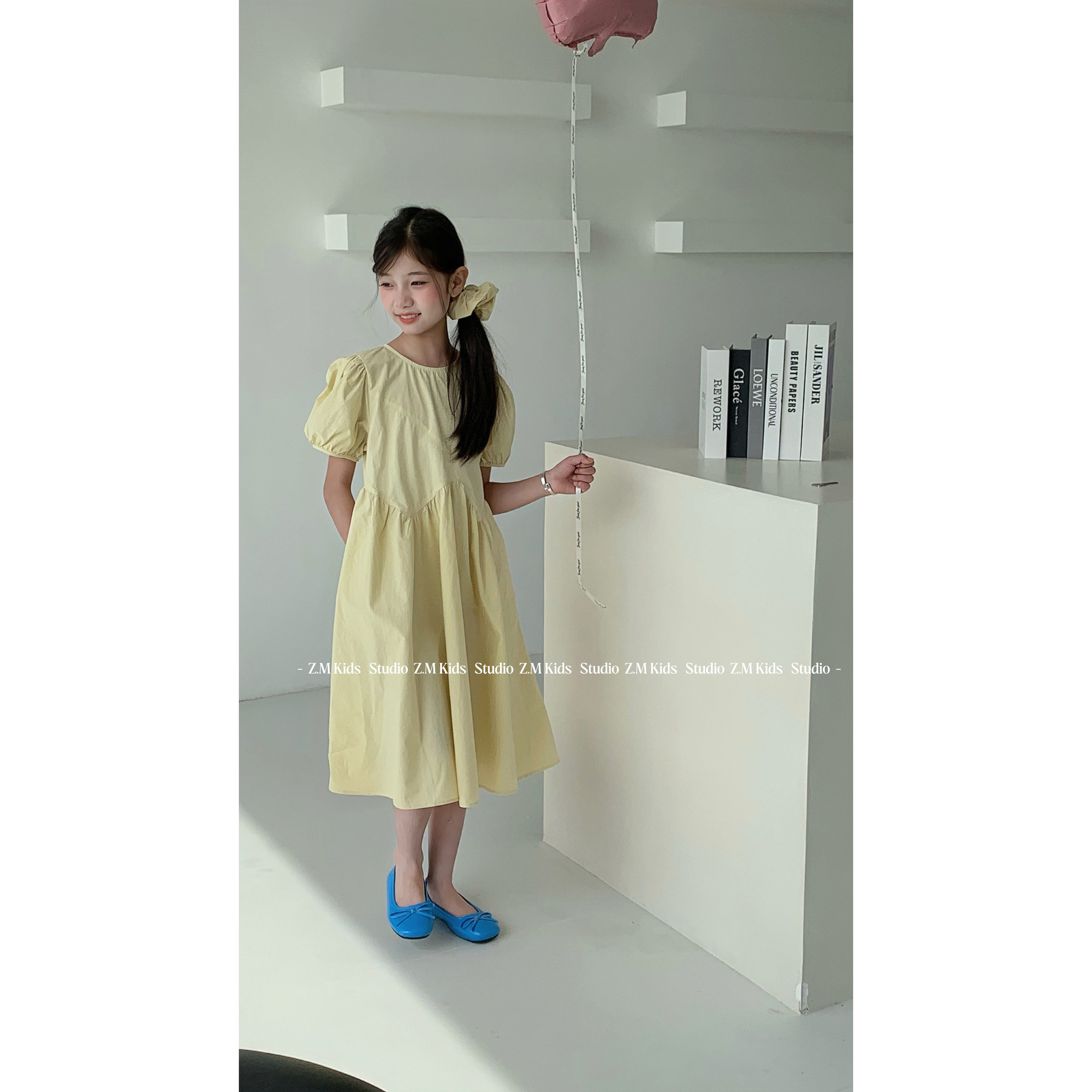 2026夏季女童拼接连衣裙儿童棉布裙中大童发圈长裙