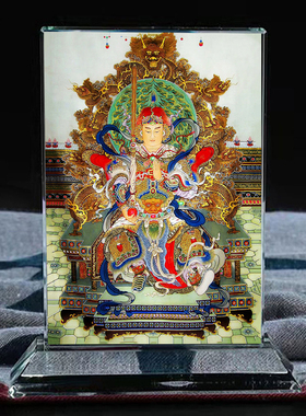 韦驮菩萨尊天伽蓝护法水晶摆台玄关办公家居工艺品供奉摆件定制