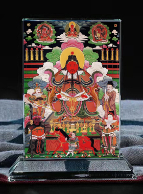 武财神爷关公关帝关羽画像水晶摆台开店招财供奉桌面摆件图片定制