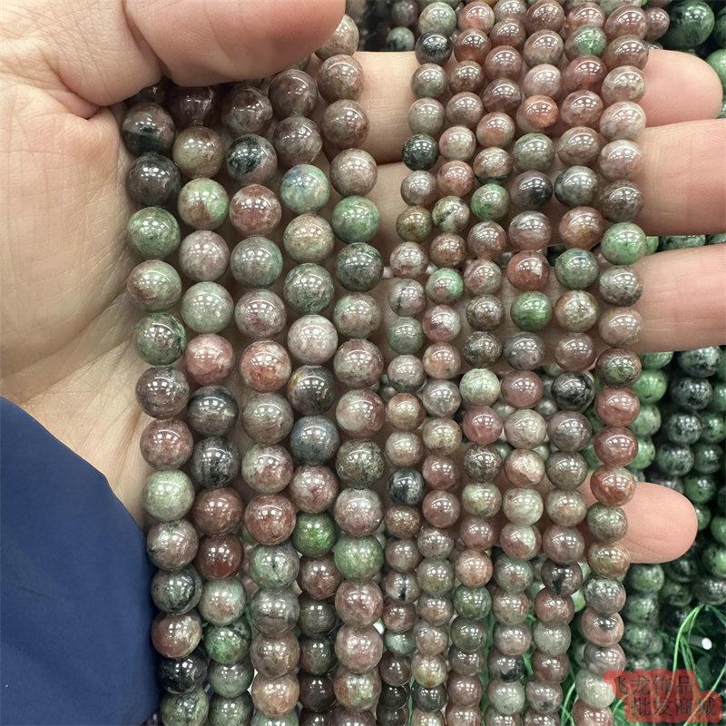 天然多种色玉石 6-8-10mm西瓜石榴石圆珠串珠散珠diy手工饰品配件图片
