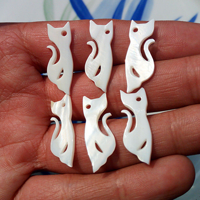 特价单孔9*25mm纯天然s尾小猫贝壳 白色款 diy手作工材料饰品配件