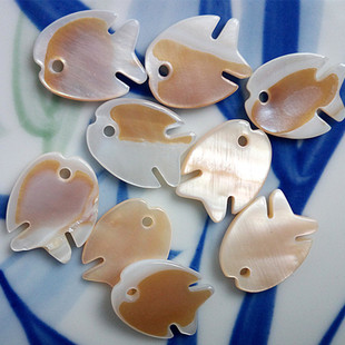 14*17mm中边孔天然黄斑小嘴巴鱼贝壳片 双面平 DIY首饰品材料配件