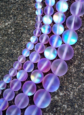 特价 合成6-8-10-12mm浅紫色闪光石圆珠散珠 diy手工串珠首饰配件