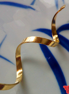 3*56mmS形款 单边孔扭弯纯黄铜金属毛培材料 diy流行首饰手工配件