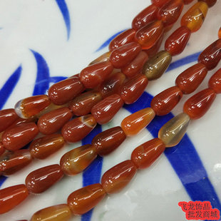 天然6*12mm水滴红玛瑙管珠散珠子半成品 diy串珠项链首饰材料配件