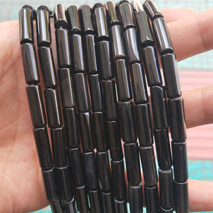天然黑玛瑙圆柱顶珠管珠散珠子 时尚diy串珠材料配件