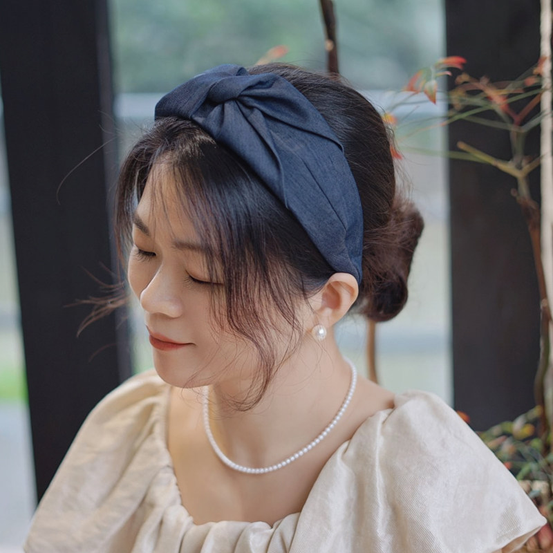 发箍牛仔布艺港风宽边压发遮白发图片
