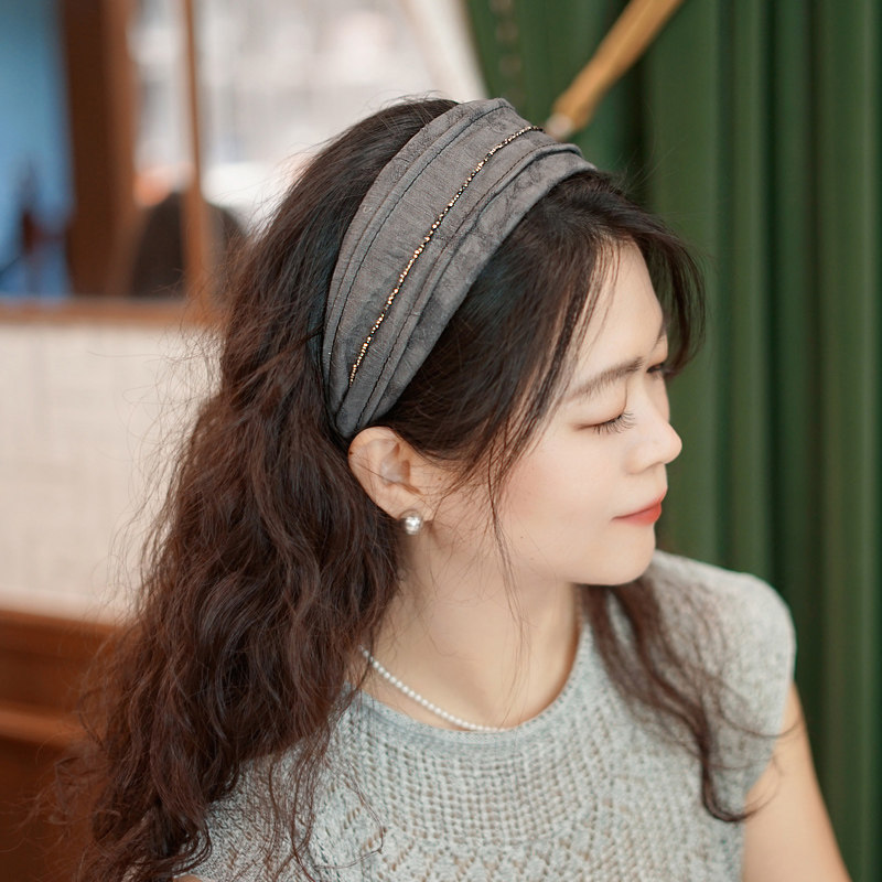 国风提花复古做旧布艺宽边压发发箍女士高级感废土风遮白发头箍