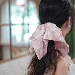 韩系穿搭樱花粉方巾发圈女高级感小香风毛边头花头饰发饰2026新款