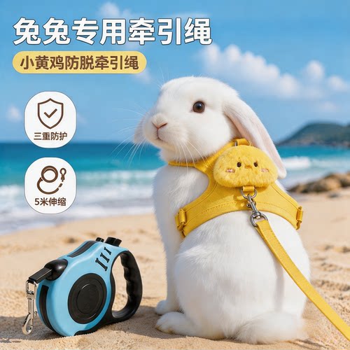 兔兔专用牵引绳夏季背心小兔子防挣脱外出溜兔出门防跑背带兔链子