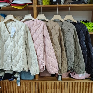 轻薄保暖葫芦绗缝菱格V领内胆羽绒服外套女